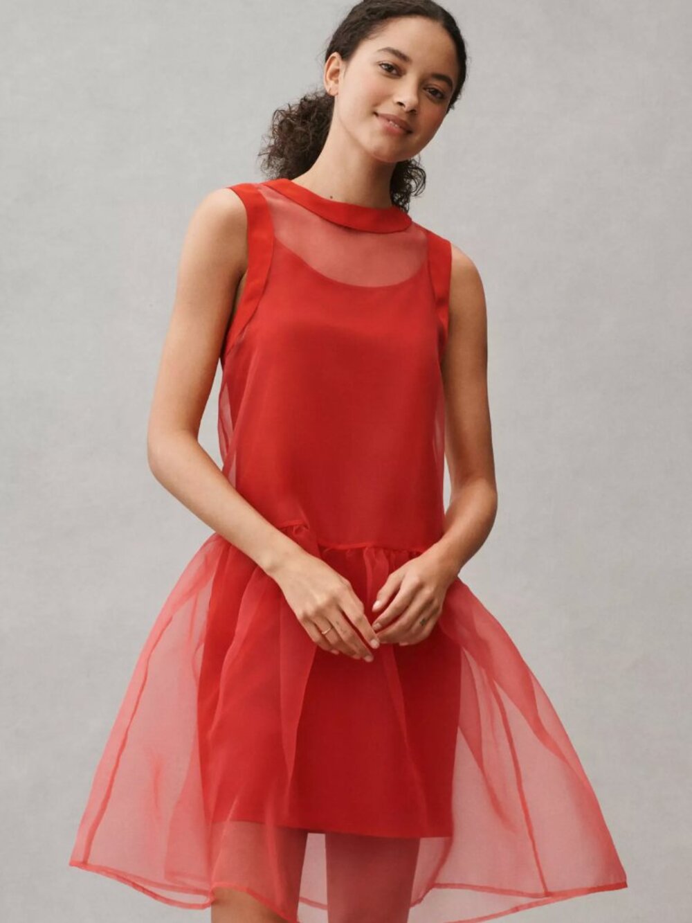 BHLDN Kendall Sleeveless High-Neck Organza Mini Dress / Black / XL - Picture 7 of 9